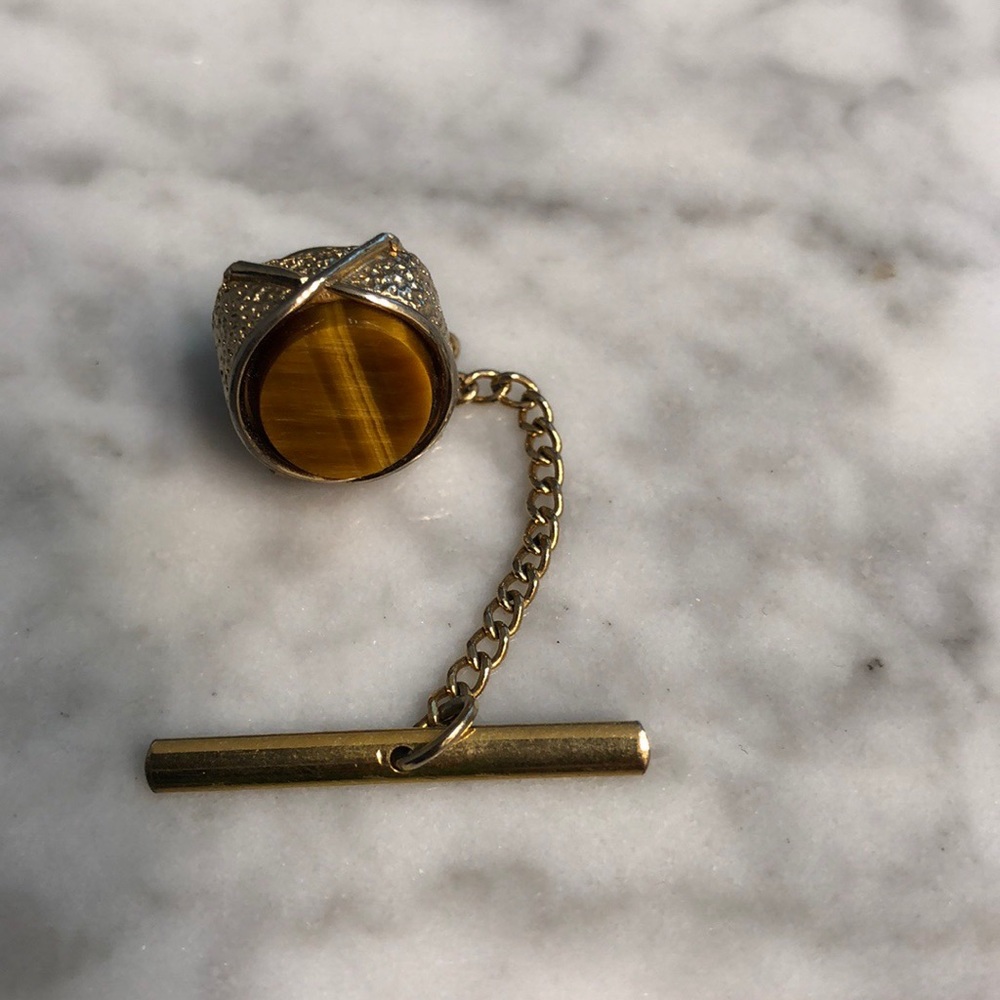 Swank VTG Tie Tack with Tiger Eye